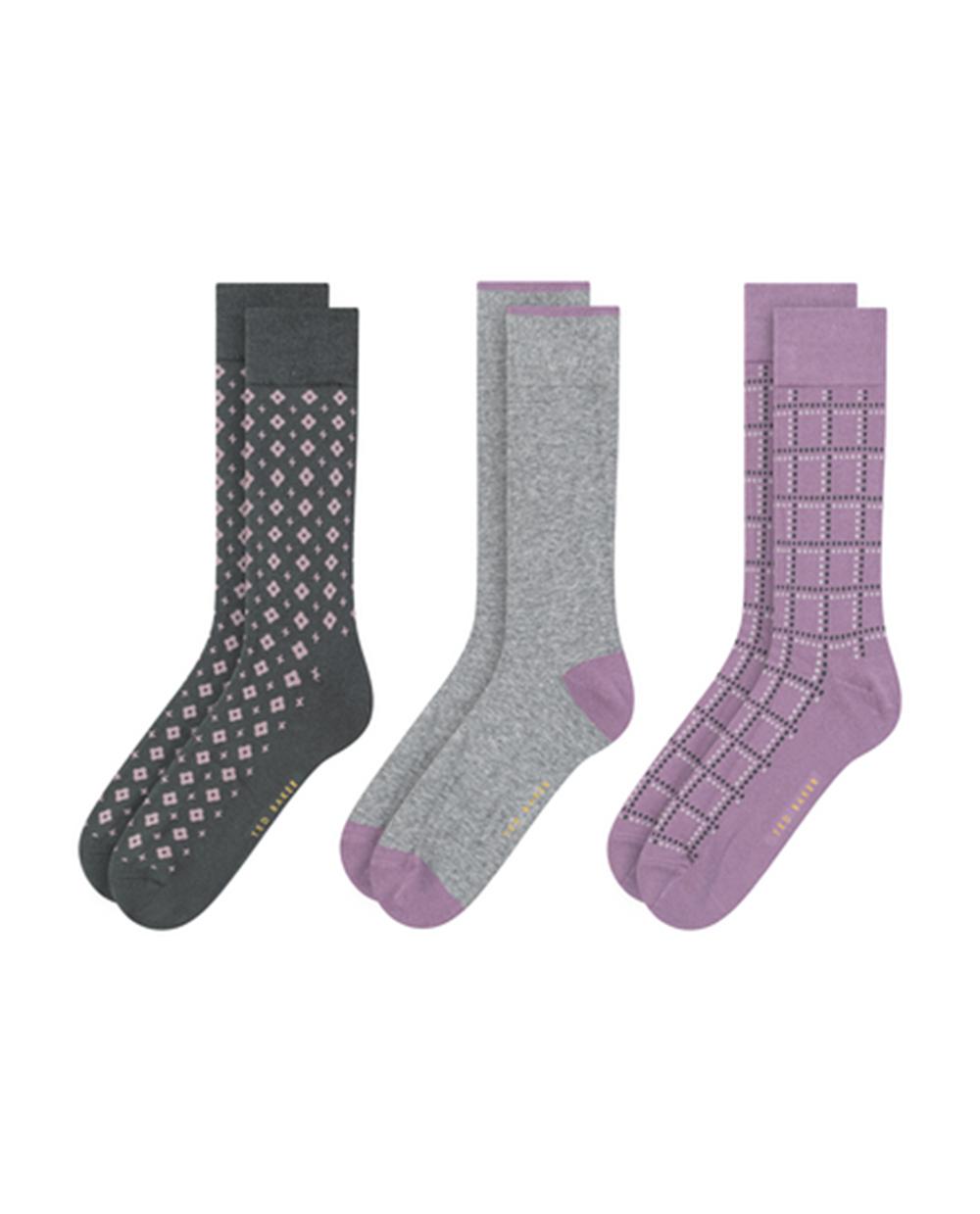 Men Ted Baker 3 Pack Geometric Check Crew Socks Dark Green | Egypt  MZADV-1924