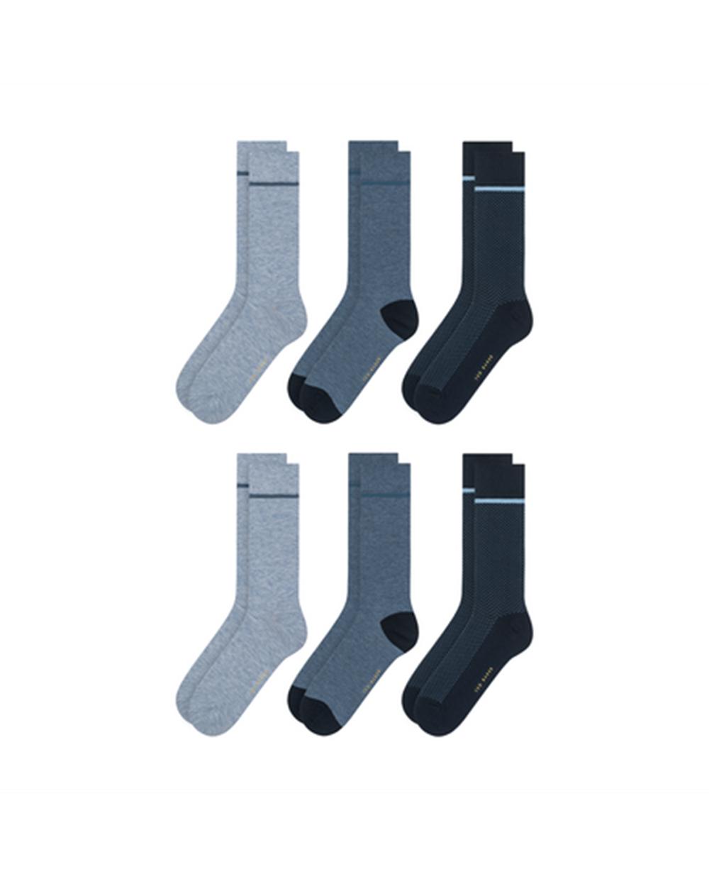 Men Ted Baker 6 Pack Cotton Rich Mixed Crew Socks Blue | Egypt  XGJVH-8032