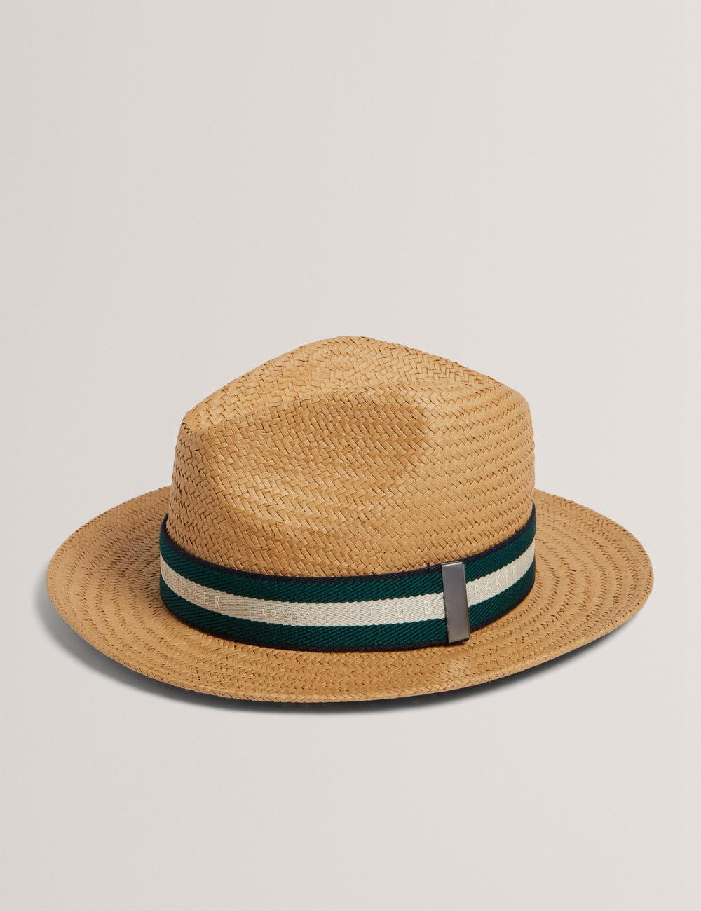 Men Ted Baker ADRIENS - Straw Panama Webbing Detail Beach Hats Natural | Egypt  FCXYH-7219