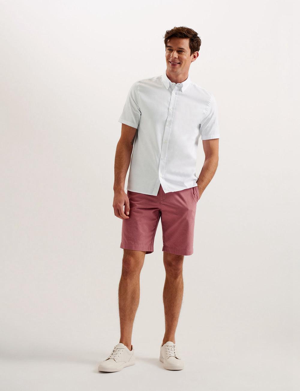Men Ted Baker ALDGTE - Short Sleeve Cotton Oxford Casual Shirts White | Egypt  VKBAL-6152