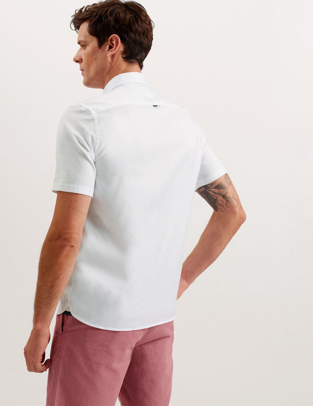 Men Ted Baker ALDGTE - Short Sleeve Cotton Oxford Casual Shirts White | Egypt  VKBAL-6152