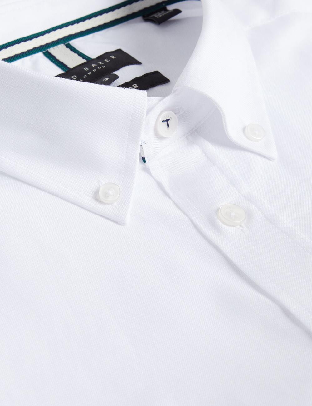 Men Ted Baker ALDGTE - Short Sleeve Cotton Oxford Casual Shirts White | Egypt  VKBAL-6152