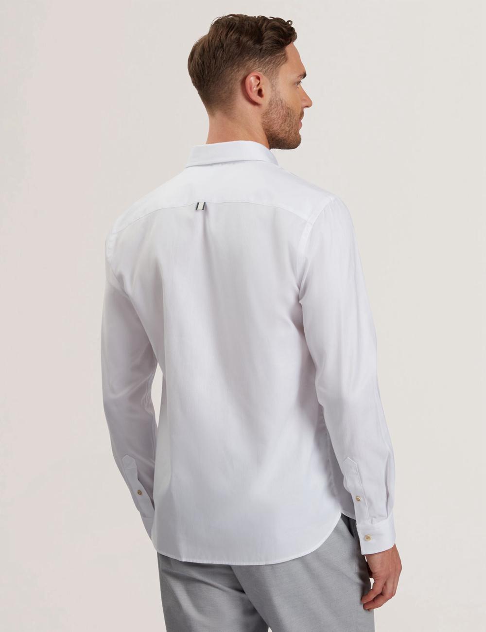 Men Ted Baker ALLARDO - Regular Fit Cotton Oxford Casual Shirts White | Egypt  BWHMO-7943