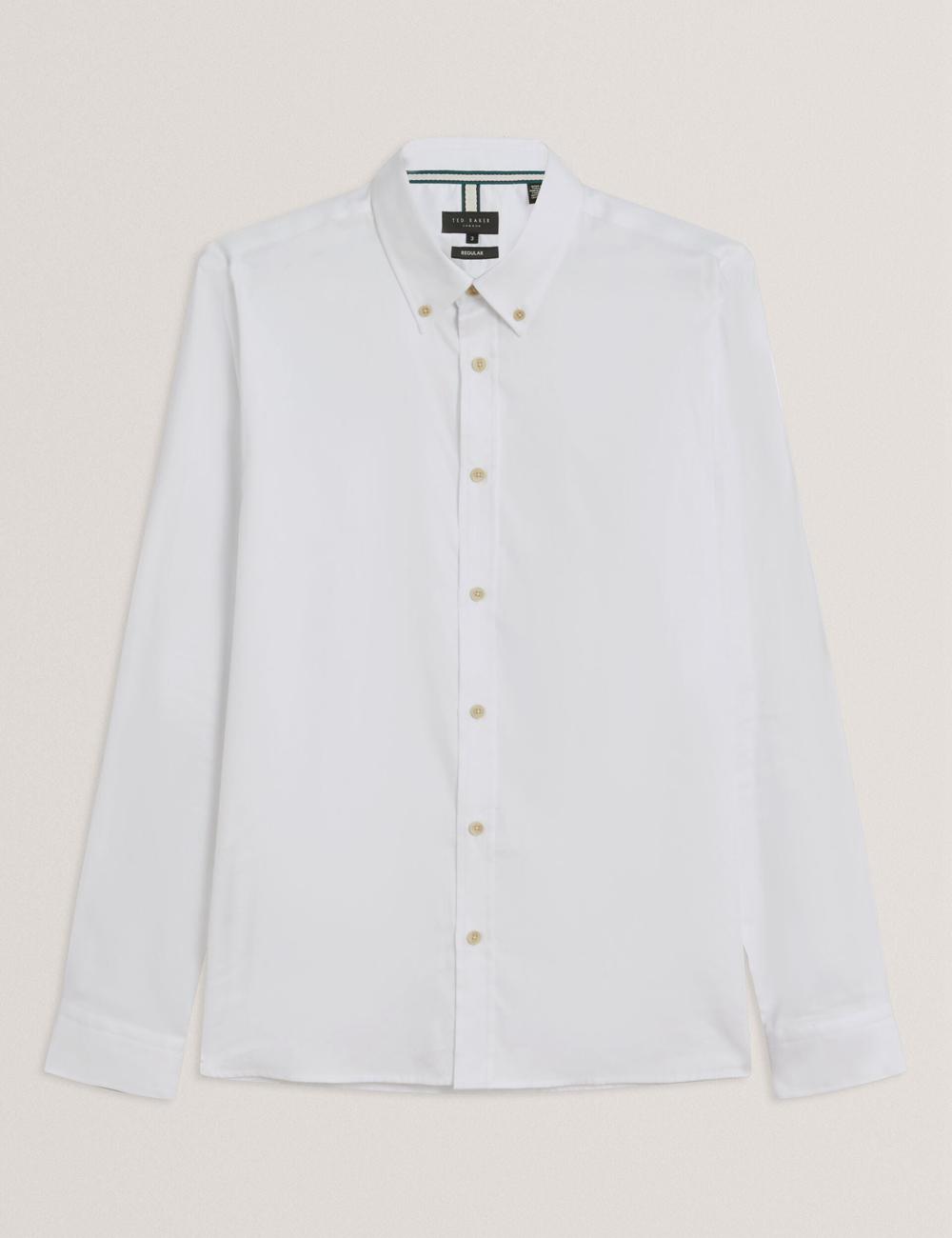 Men Ted Baker ALLARDO - Regular Fit Cotton Oxford Casual Shirts White | Egypt  BWHMO-7943