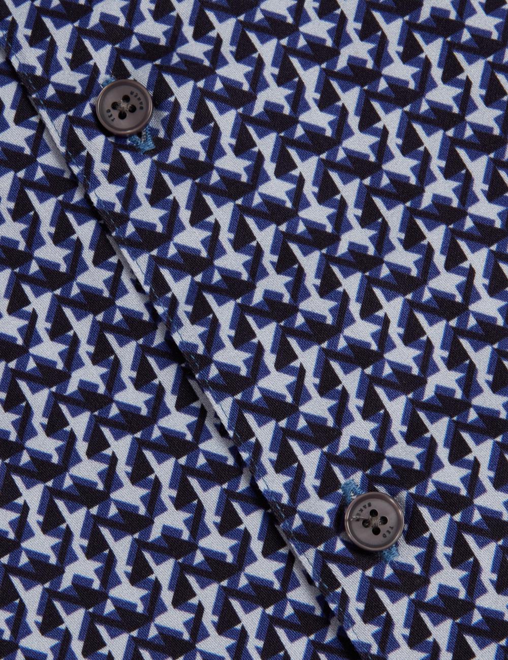 Men Ted Baker ALPHSO SS Regular Fit Geo Casual Shirts Navy | Egypt  OBYSD-3568
