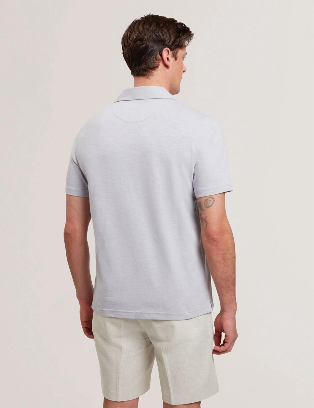 Men Ted Baker ANITO - Cotton Linen Open Neck Polos Shirts Purple | Egypt  PUNMI-1306