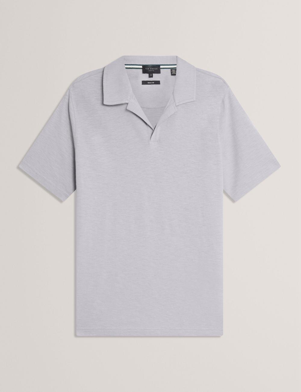 Men Ted Baker ANITO - Cotton Linen Open Neck Polos Shirts Purple | Egypt  PUNMI-1306