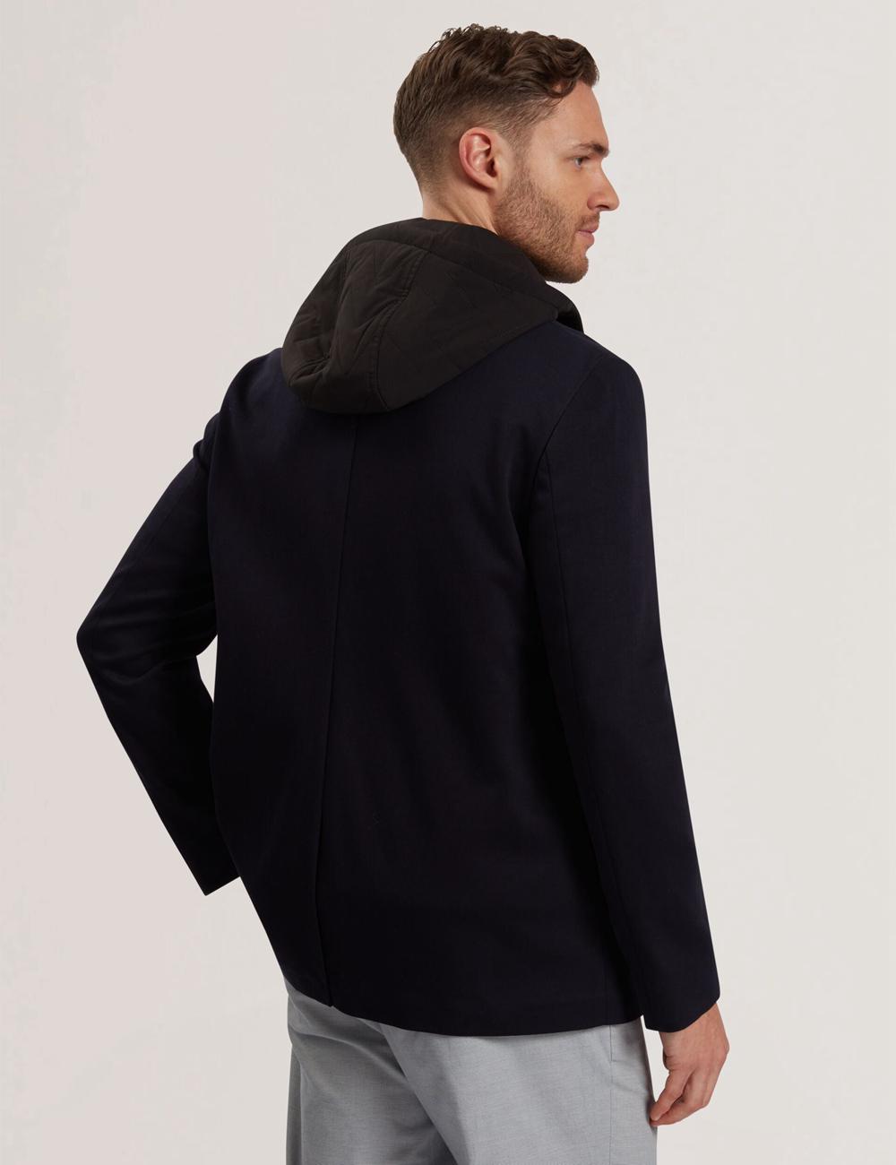 Men Ted Baker ASHB - Jersey Blazer With Zip-Up Hooded Liner Blazers Navy | Egypt  FDYJP-7324