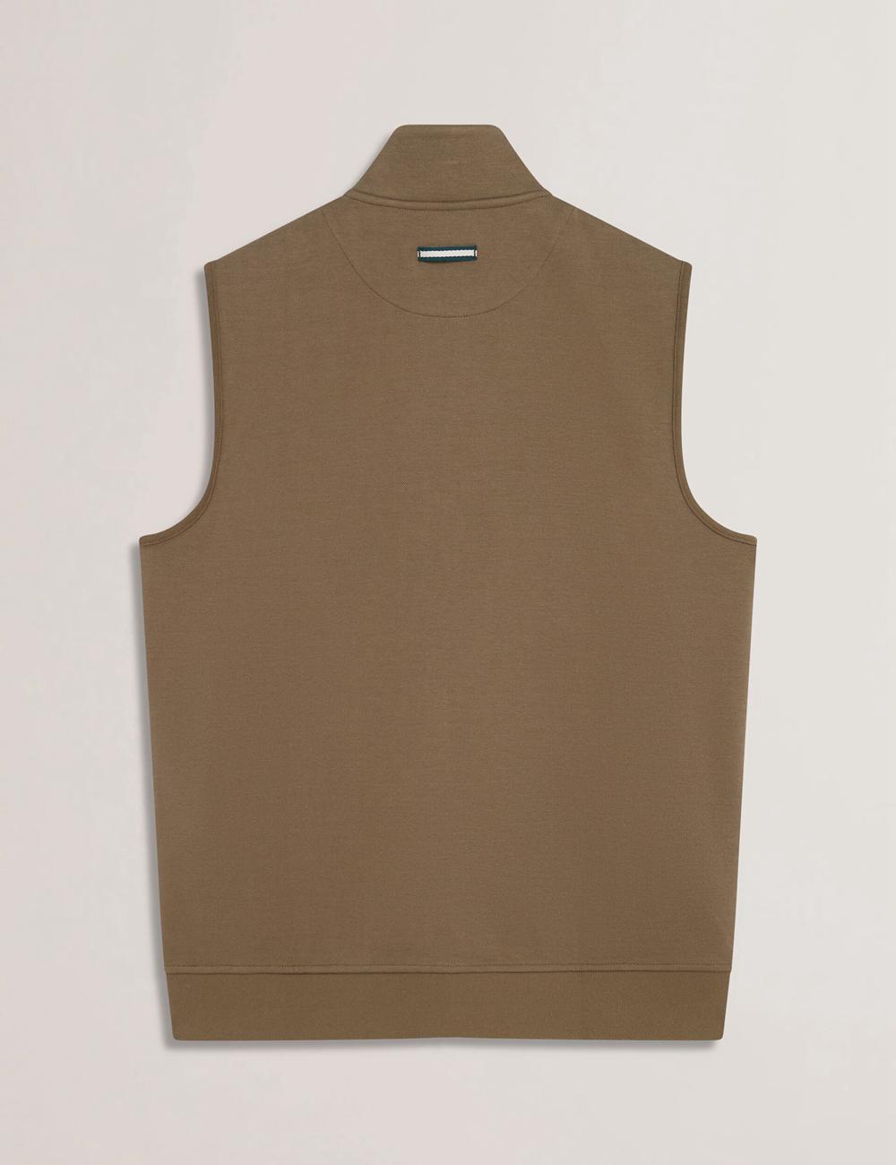 Men Ted Baker ATHO - Quilted Funnel Neck Zip-Up Gillets Olive | Egypt  GIVDN-0863