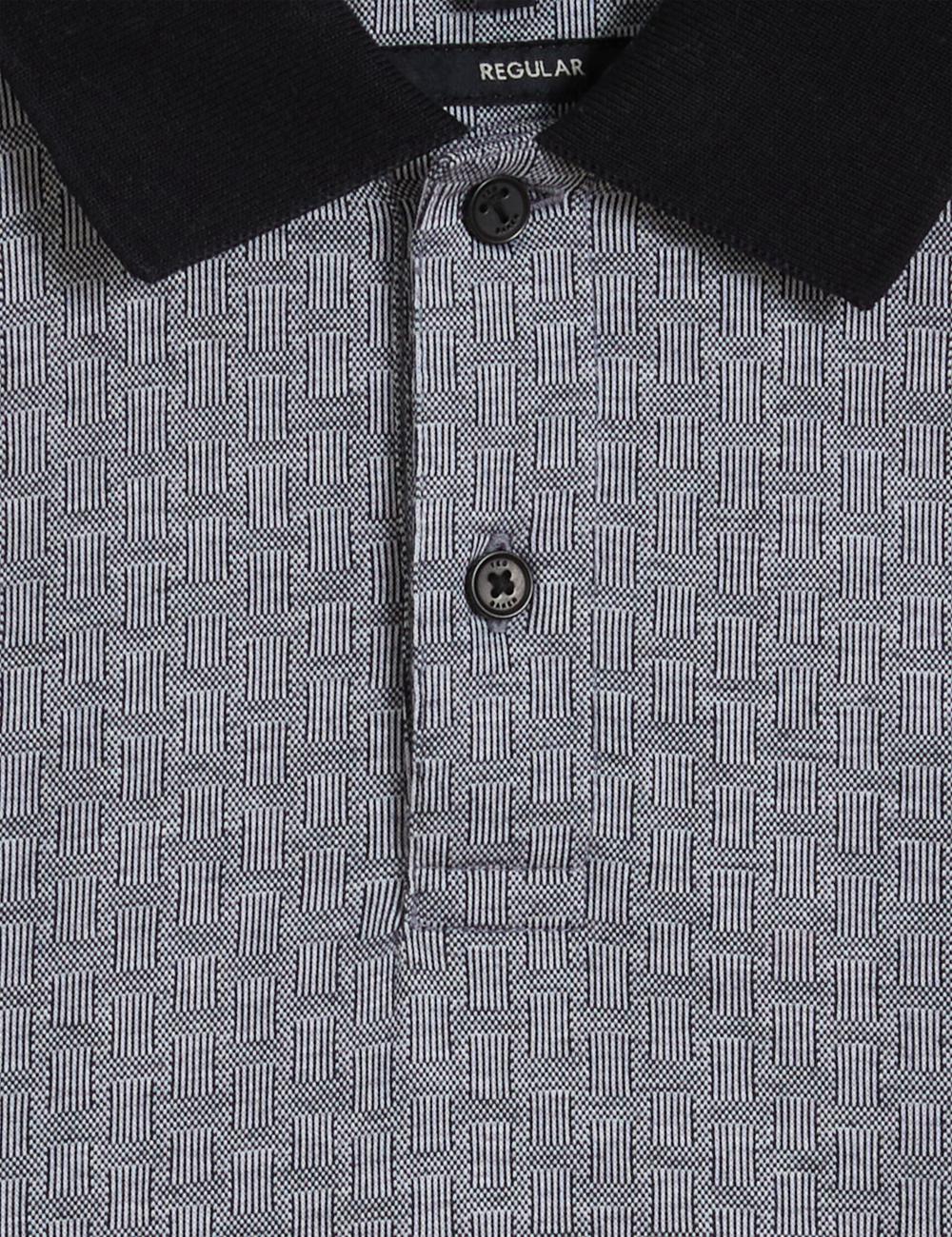 Men Ted Baker AUGUSO - Textured Jacquard Cotton Polos Shirts Navy | Egypt  MLWTR-9758