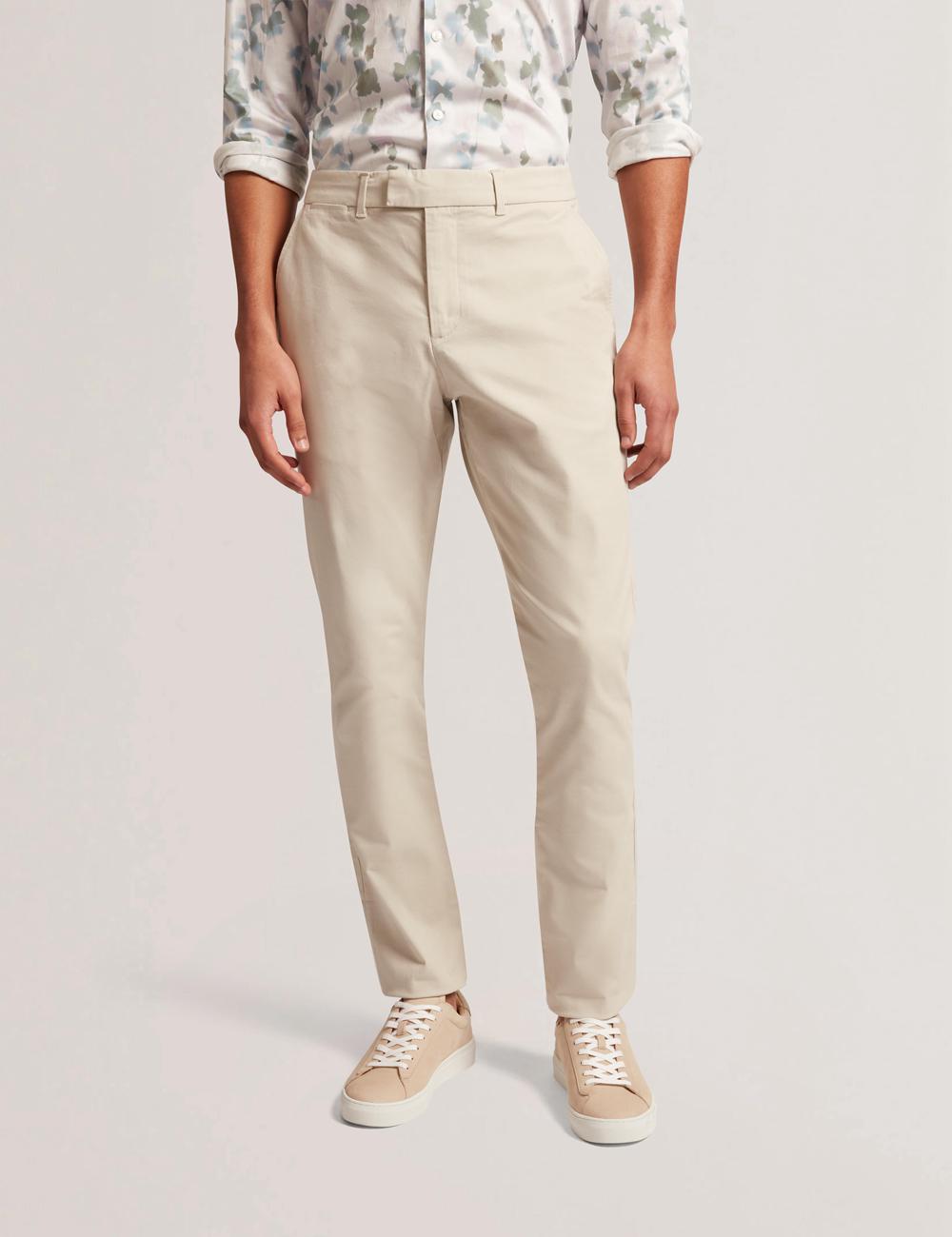 Men Ted Baker BATFORD - Slim Fit Cotton Blend Chinos Trousers Tan | Egypt  YBJQS-2485