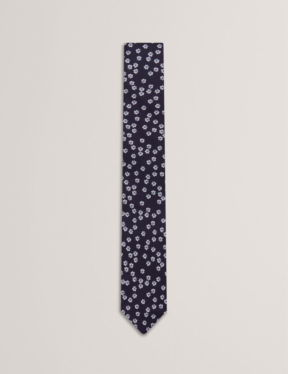 Men Ted Baker BENTLYY - Ditsy Floral Print Silk Ties Navy | Egypt  FJQYK-9084