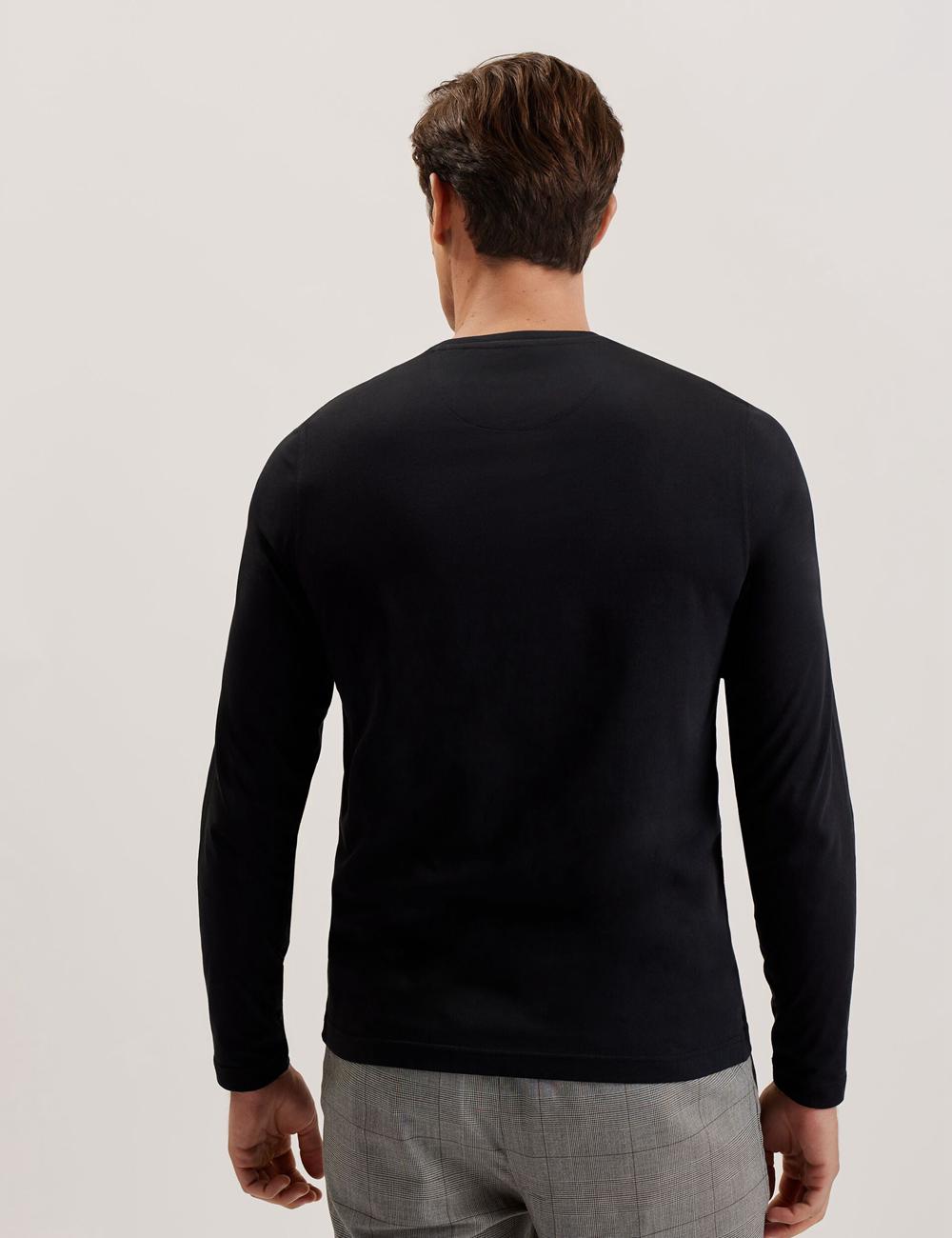 Men Ted Baker BEXLI - Regular Fit Long Sleeve Cotton T-Shirts Black | Egypt  NKWEI-8043