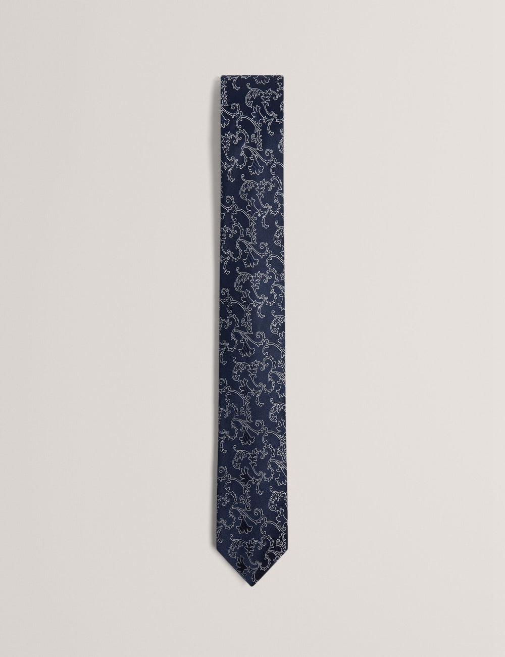 Men Ted Baker BIONDIS - Baroque Floral Print Silk Ties Navy | Egypt  LRSIJ-3948