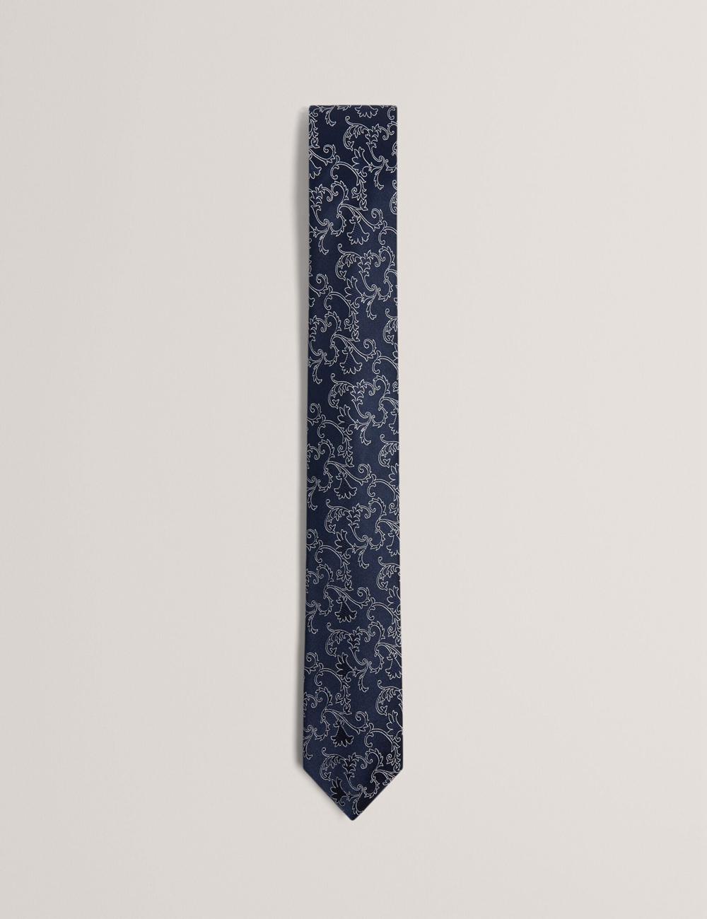 Men Ted Baker BIONDIS - Baroque Floral Print Silk Ties Navy | Egypt  LRSIJ-3948