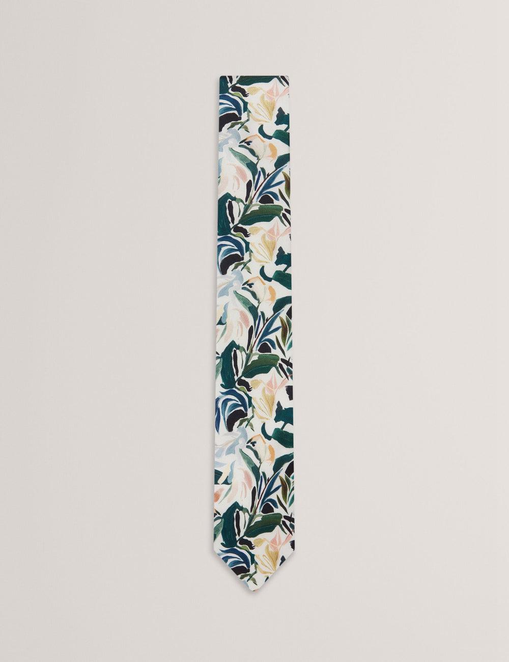 Men Ted Baker BOYTONN - Painted Floral Print Silk Ties Ecru | Egypt  THPJX-6054