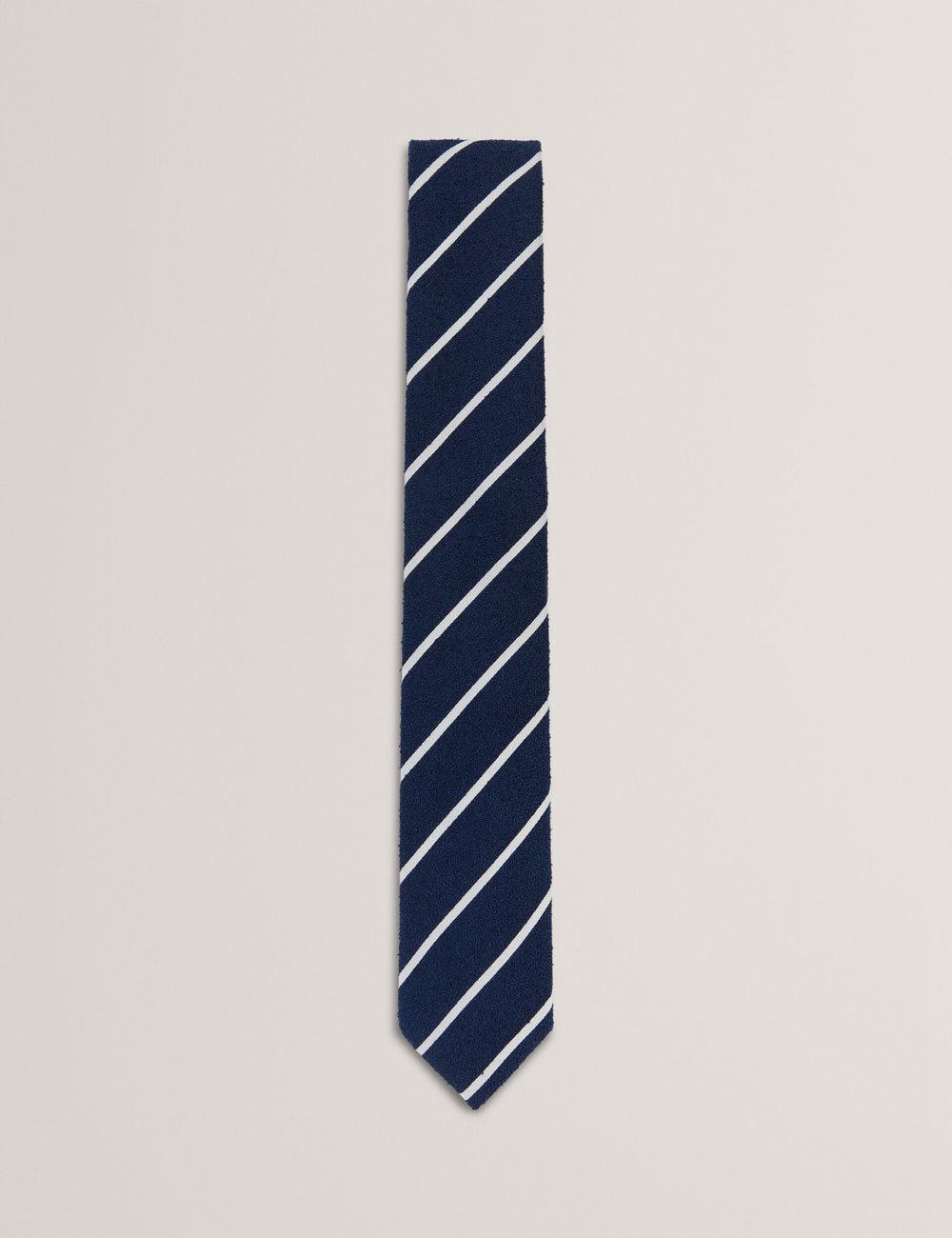 Men Ted Baker CAMPSEA - Boucle Texture Solid Stripe Ties Navy | Egypt  QRYXZ-0851