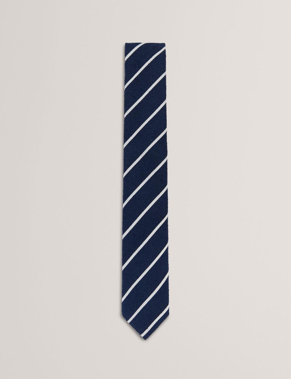 Men Ted Baker CAMPSEA - Boucle Texture Solid Stripe Ties Navy | Egypt  QRYXZ-0851