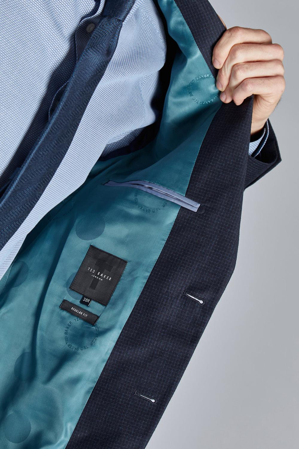Men Ted Baker CANISJS - Grid Check Regular Fit Suit Jackets Navy | Egypt  DVEMR-8640