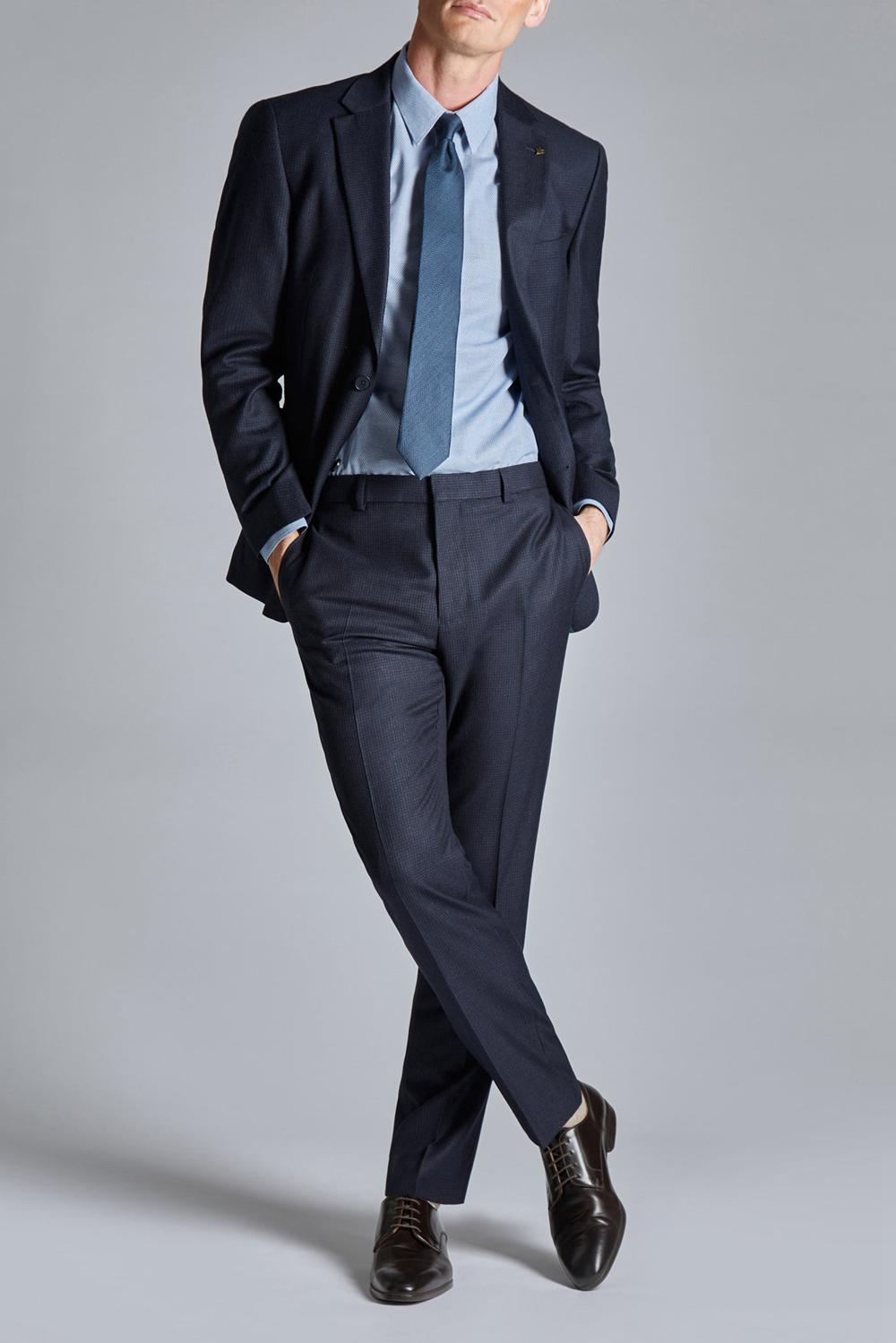 Men Ted Baker CANISJS - Grid Check Regular Fit Suit Jackets Navy | Egypt  DVEMR-8640