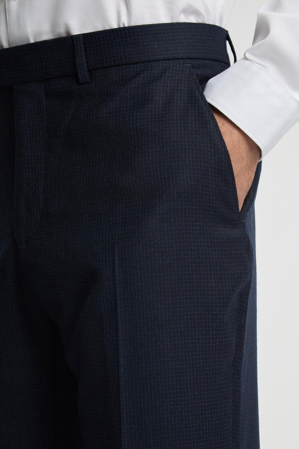 Men Ted Baker CANISTS - Grid Check Regular Fit Suit Trousers Navy | Egypt  RKYNE-5681