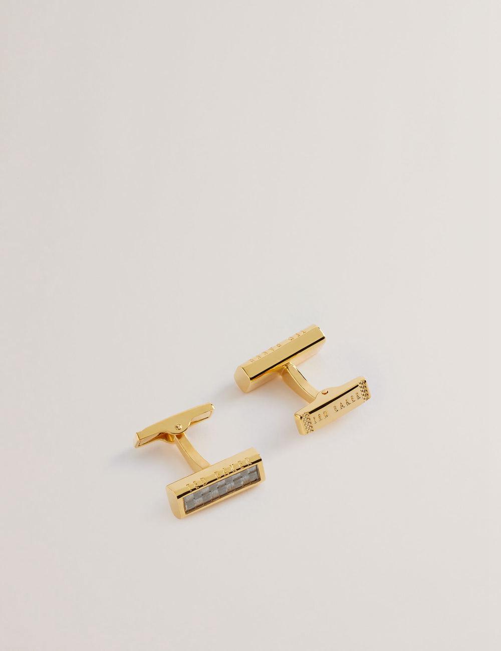 Men Ted Baker CARBIE - Carbon Fibre Bar Metal Cufflinks Gold | Egypt  NYRUH-6507