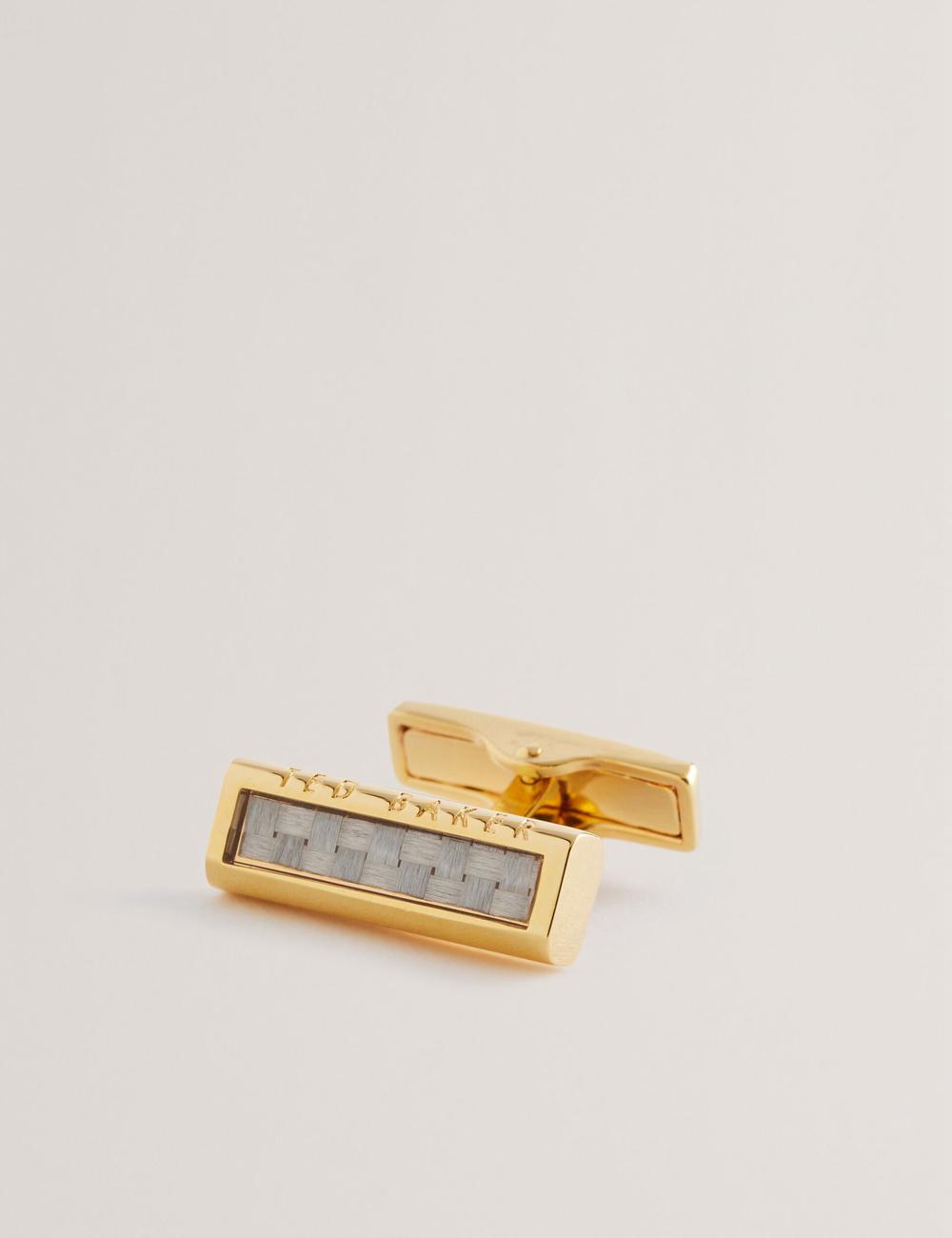 Men Ted Baker CARBIE - Carbon Fibre Bar Metal Cufflinks Gold | Egypt  NYRUH-6507