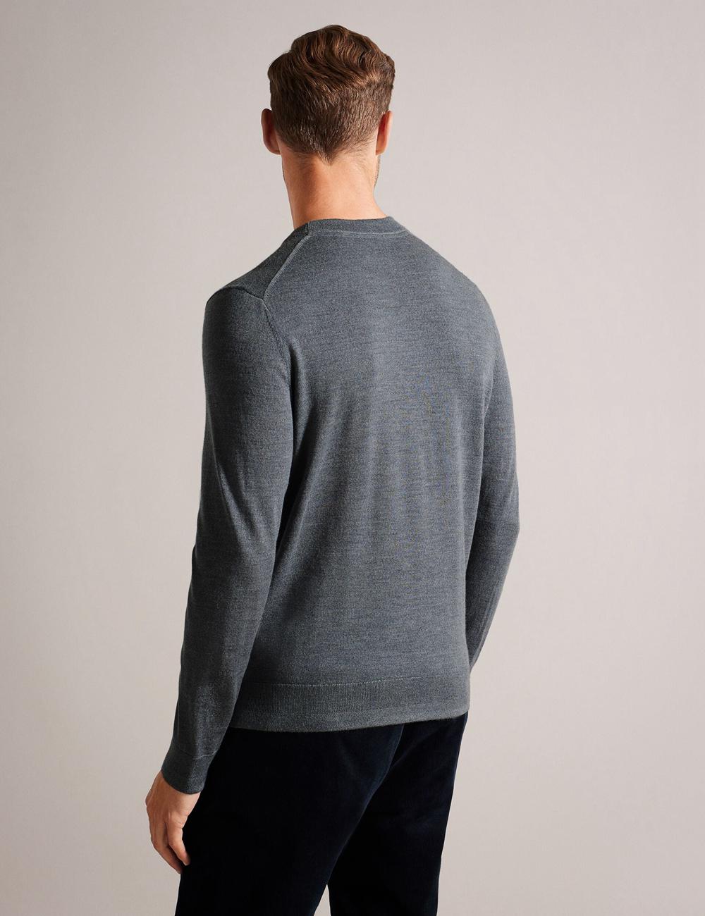 Men Ted Baker CARNBY - Pure Wool Crew Neck Jumpers Charcoal | Egypt  TUKWD-3720
