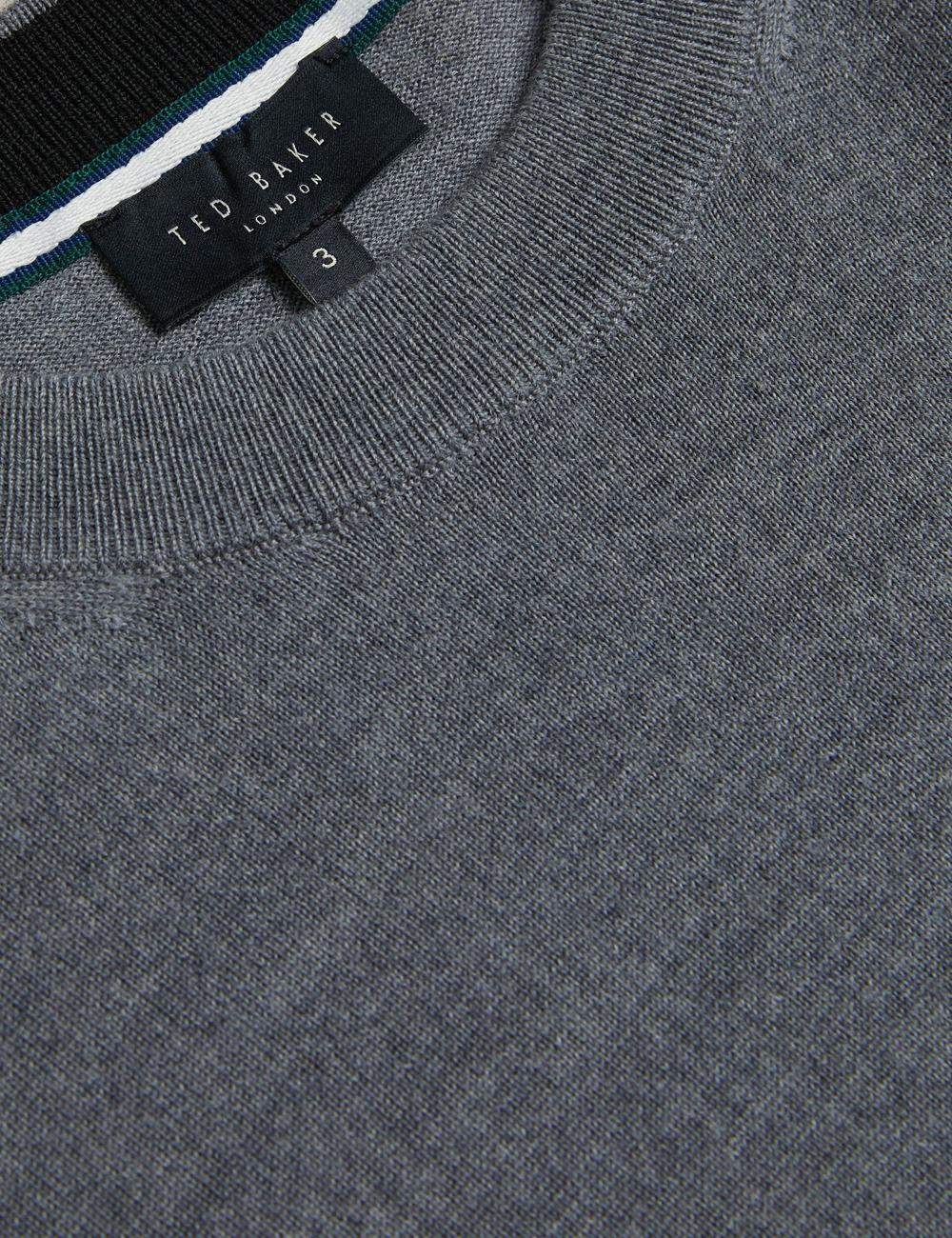 Men Ted Baker CARNBY - Pure Wool Crew Neck Jumpers Charcoal | Egypt  TUKWD-3720