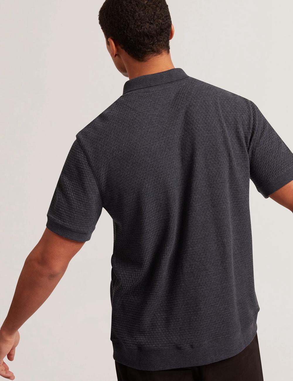 Men Ted Baker CONNYR - Short Sleeve Button Through Polos Shirts Navy | Egypt  EQNWJ-0927