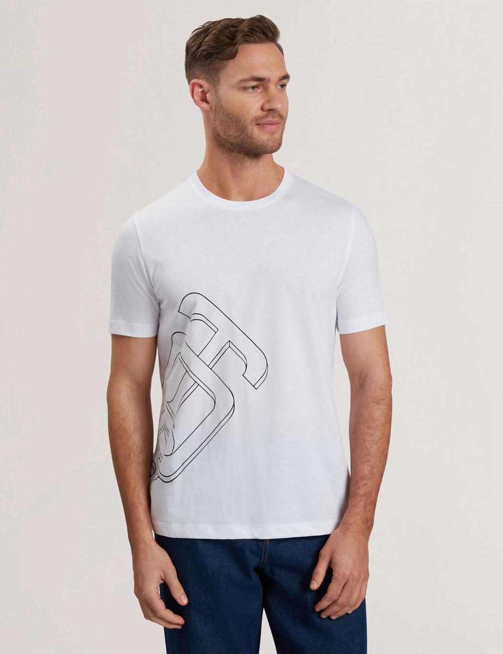 Men Ted Baker CRAIGEY - Logo Graphic Crew Neck Cotton T-Shirts White | Egypt  OHKVG-5607