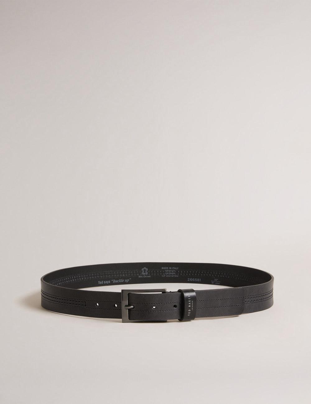 Men Ted Baker CRISIC - Stitch Detail Leather Belts Black | Egypt  PVCMU-7856
