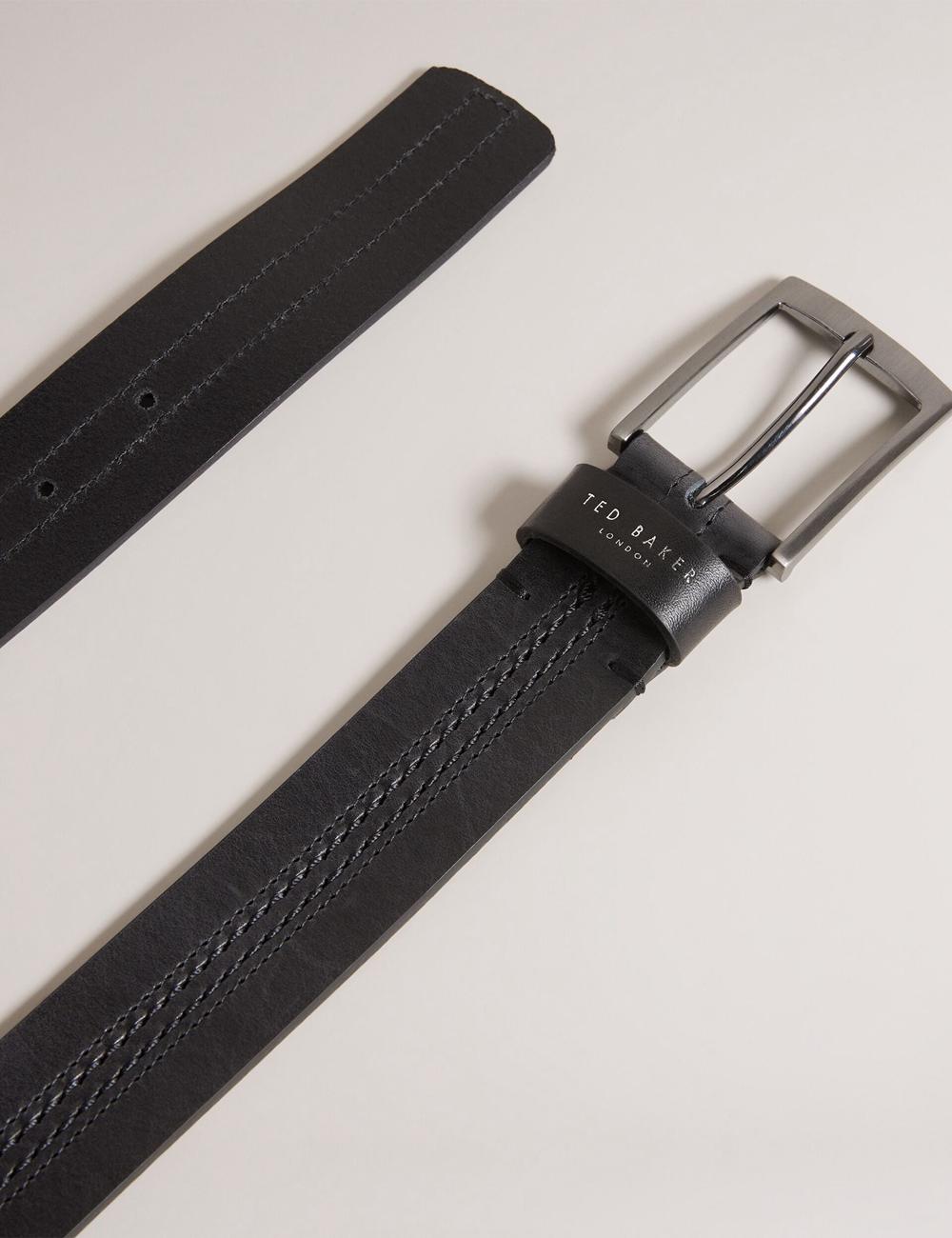 Men Ted Baker CRISIC - Stitch Detail Leather Belts Black | Egypt  PVCMU-7856