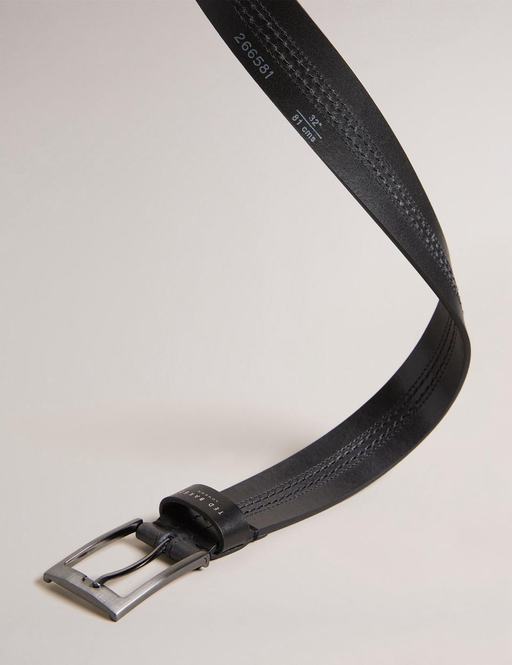 Men Ted Baker CRISIC - Stitch Detail Leather Belts Black | Egypt  PVCMU-7856