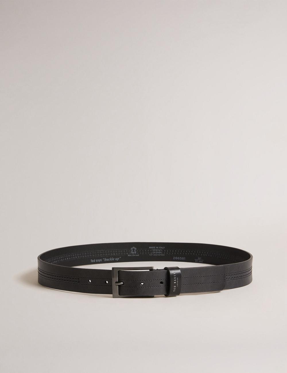 Men Ted Baker CRISIC - Stitch Detail Leather Belts Black | Egypt  PVCMU-7856