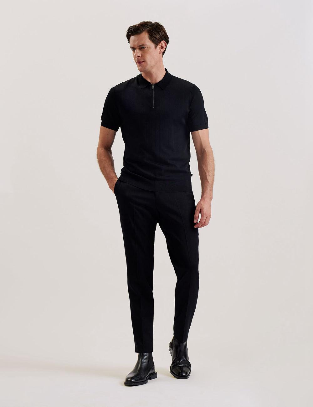Men Ted Baker DALDIN - Zip Collar Stretch Knit Jumpers Black | Egypt  DQKHV-8072