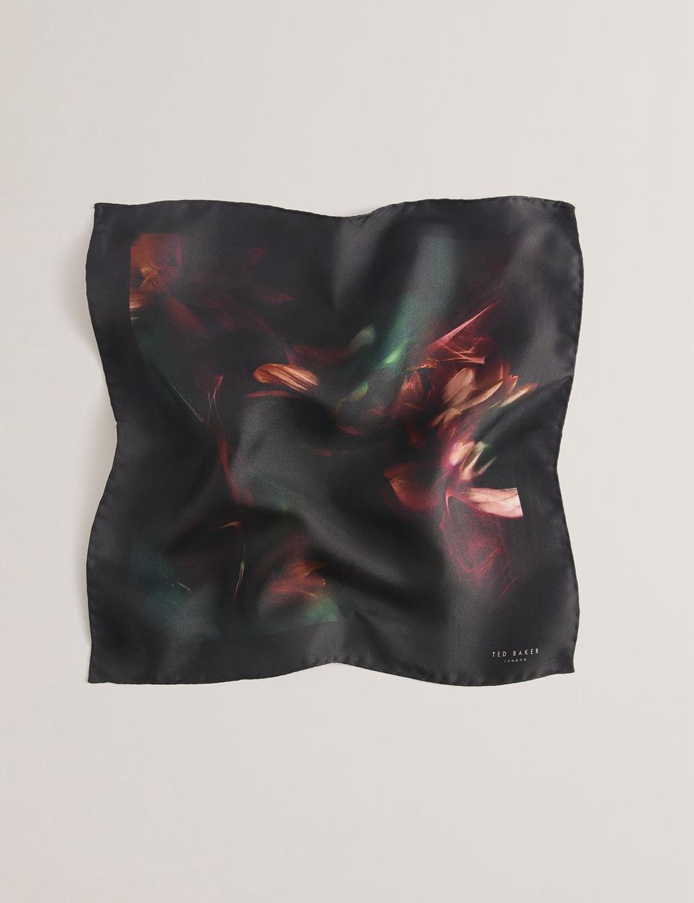 Men Ted Baker DALLASE - Smokey Floral Print Silk Pocket Pocket Squares Black | Egypt  VBUWO-9576