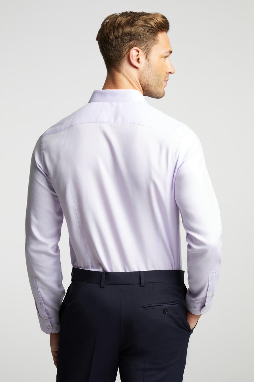 Men Ted Baker DALTON - Dobby Textured Cotton Slim Fit Formal Shirts Lilac | Egypt  JLNZE-6217