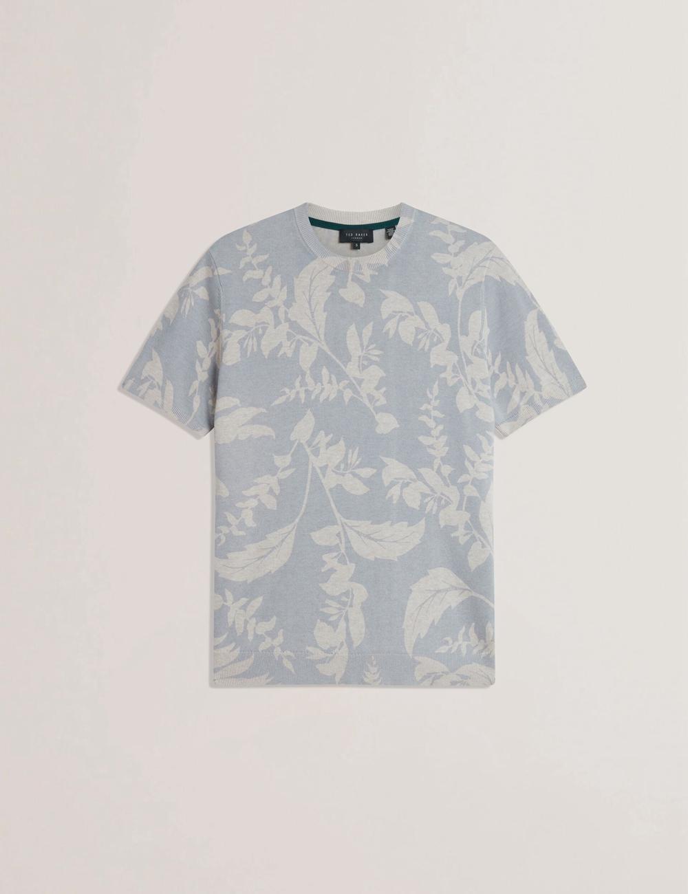 Men Ted Baker DENNIO - Short Sleeve Printed Floral T-Shirts Lt-Blue | Egypt  WQORI-8952