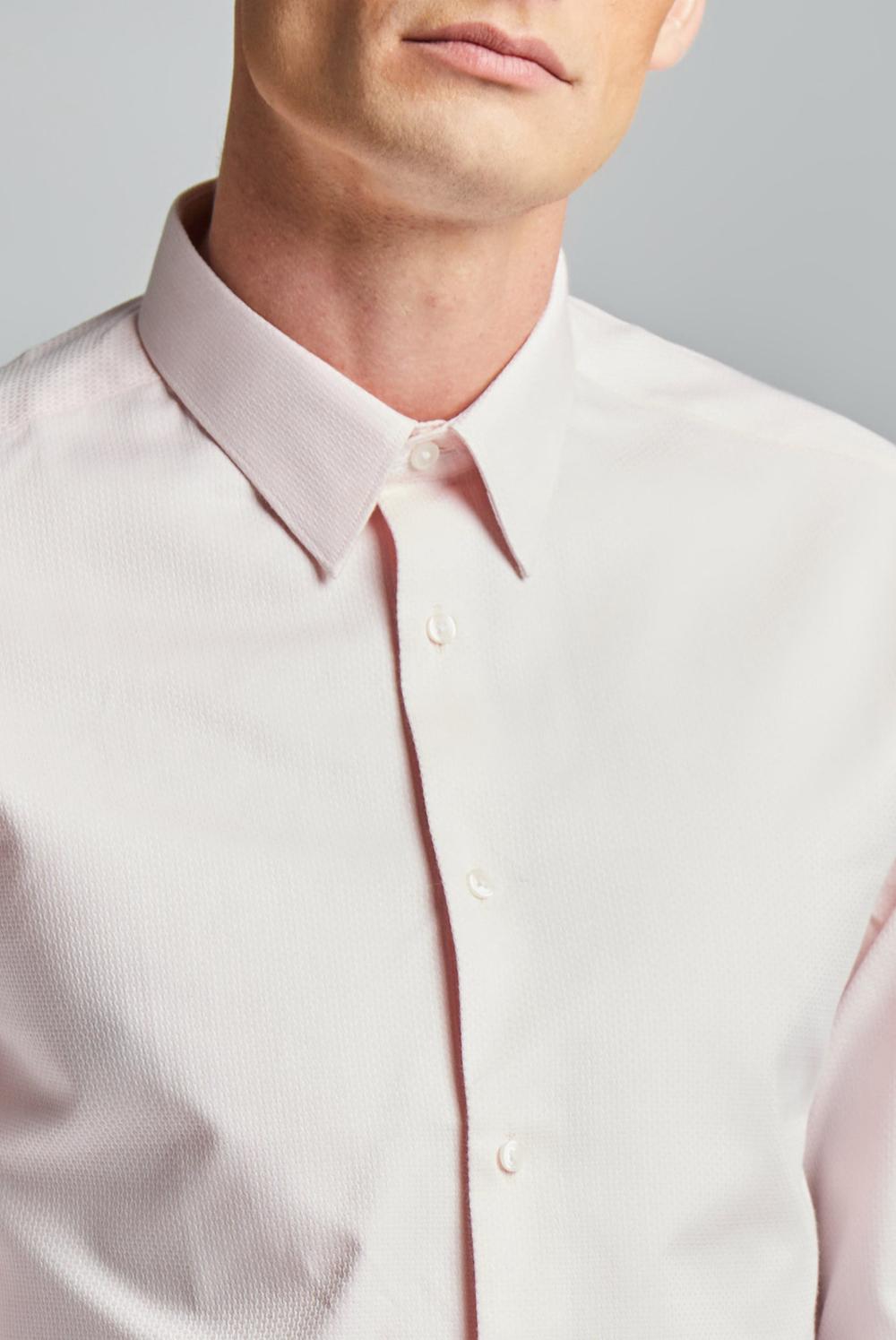 Men Ted Baker DORAIN - Textured Cotton Long Sleeve Formal Shirts Pink | Egypt  DGKJO-5026