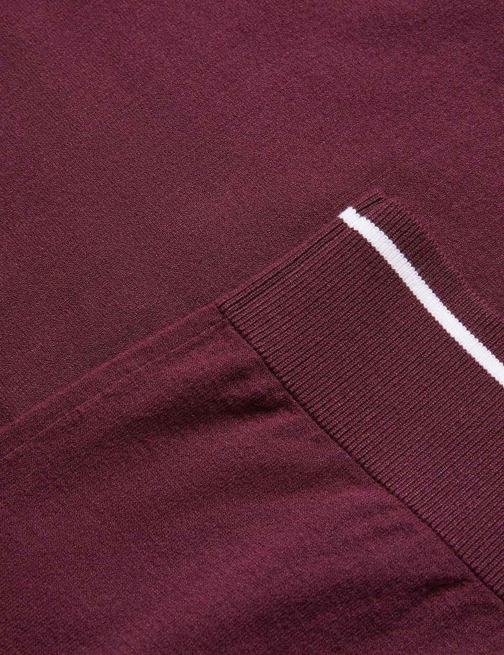 Men Ted Baker DUNOW - Pointelle Detail Striped Trim Polos Shirts Maroon | Egypt  VBNFO-6498