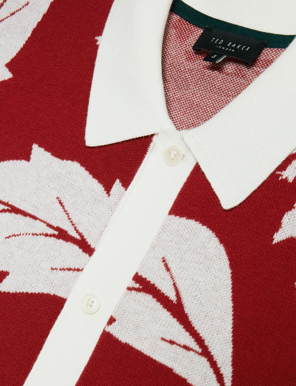 Men Ted Baker EDSON - Short Sleeve Button Through Floral Polos Shirts Red | Egypt  QMCWS-7934