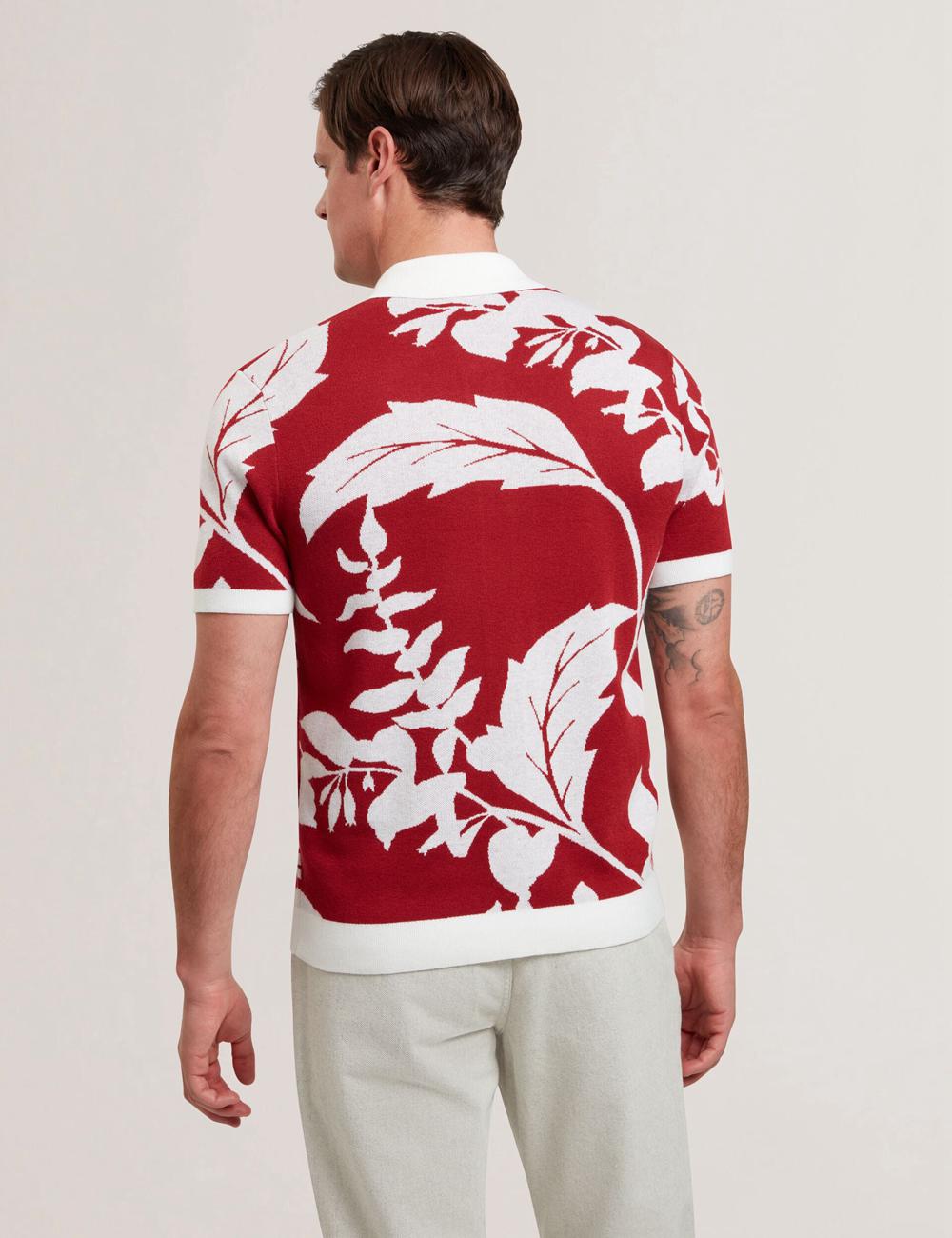 Men Ted Baker EDSON - Short Sleeve Button Through Floral Polos Shirts Red | Egypt  QMCWS-7934