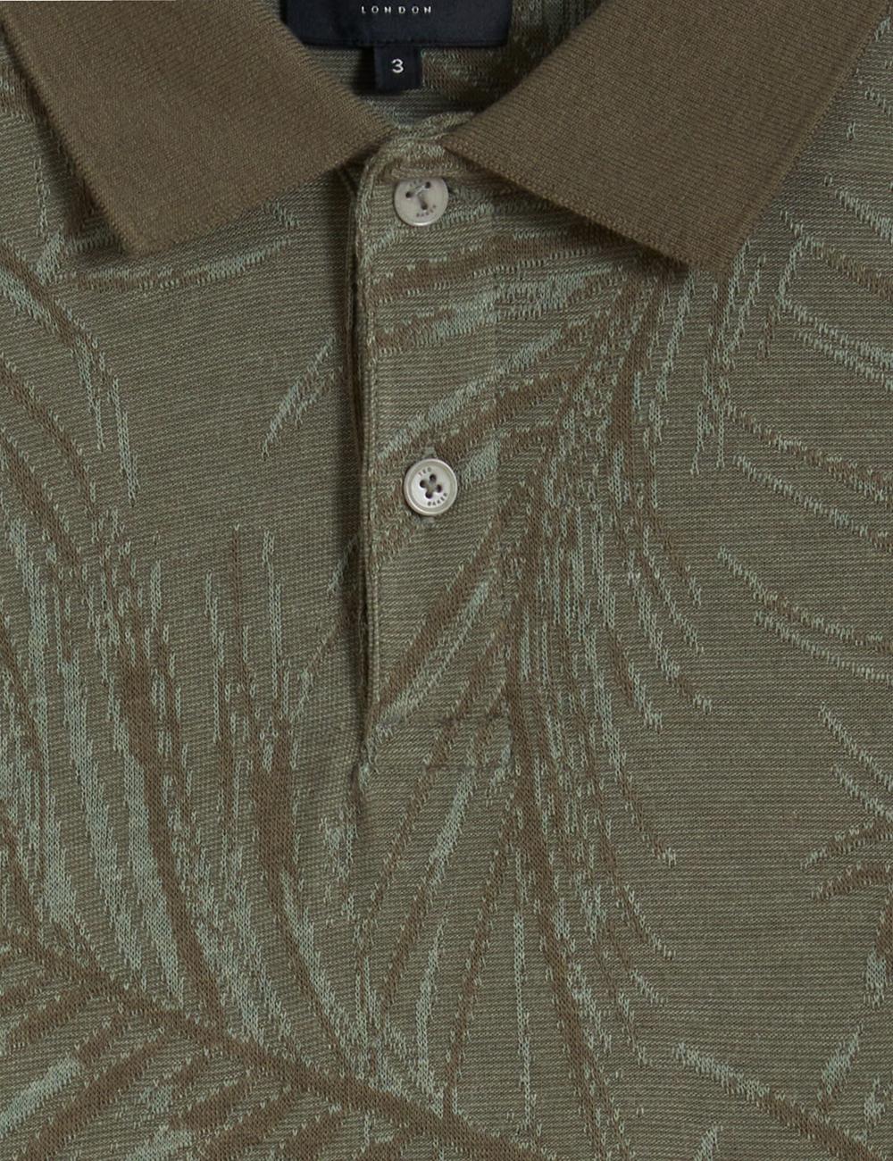 Men Ted Baker EDWINE - Leaf Print Short Sleeve Polos Shirts Khaki | Egypt  MTAOJ-5320