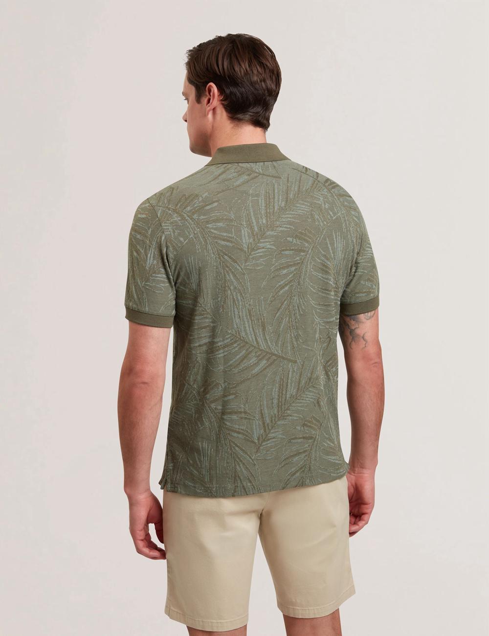 Men Ted Baker EDWINE - Leaf Print Short Sleeve Polos Shirts Khaki | Egypt  MTAOJ-5320