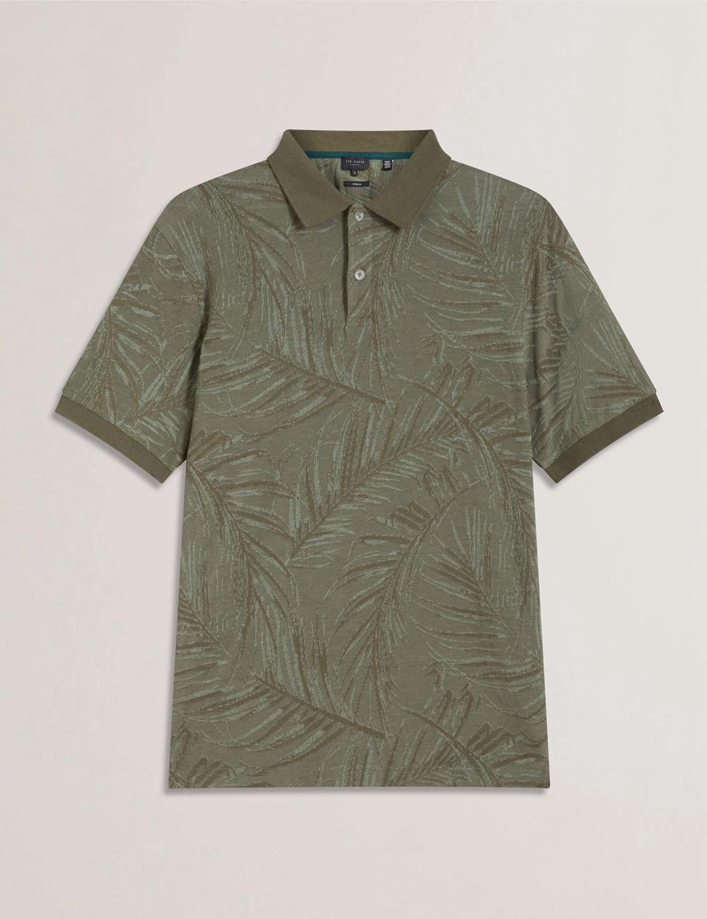 Men Ted Baker EDWINE - Leaf Print Short Sleeve Polos Shirts Khaki | Egypt  MTAOJ-5320