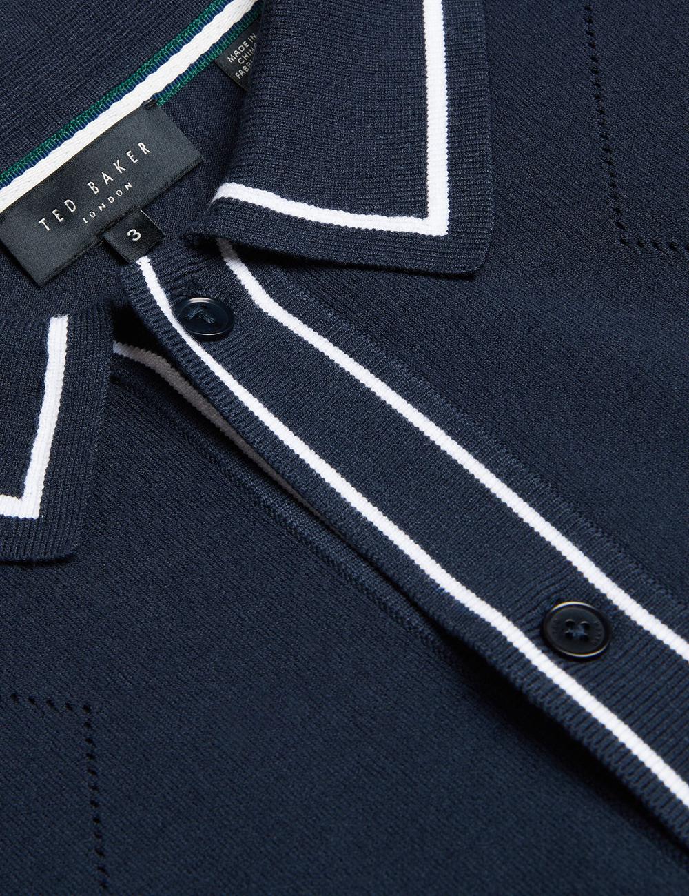 Men Ted Baker ELMDON LS Diamond Button Through Casual Shirts Navy | Egypt  HBRXF-4352