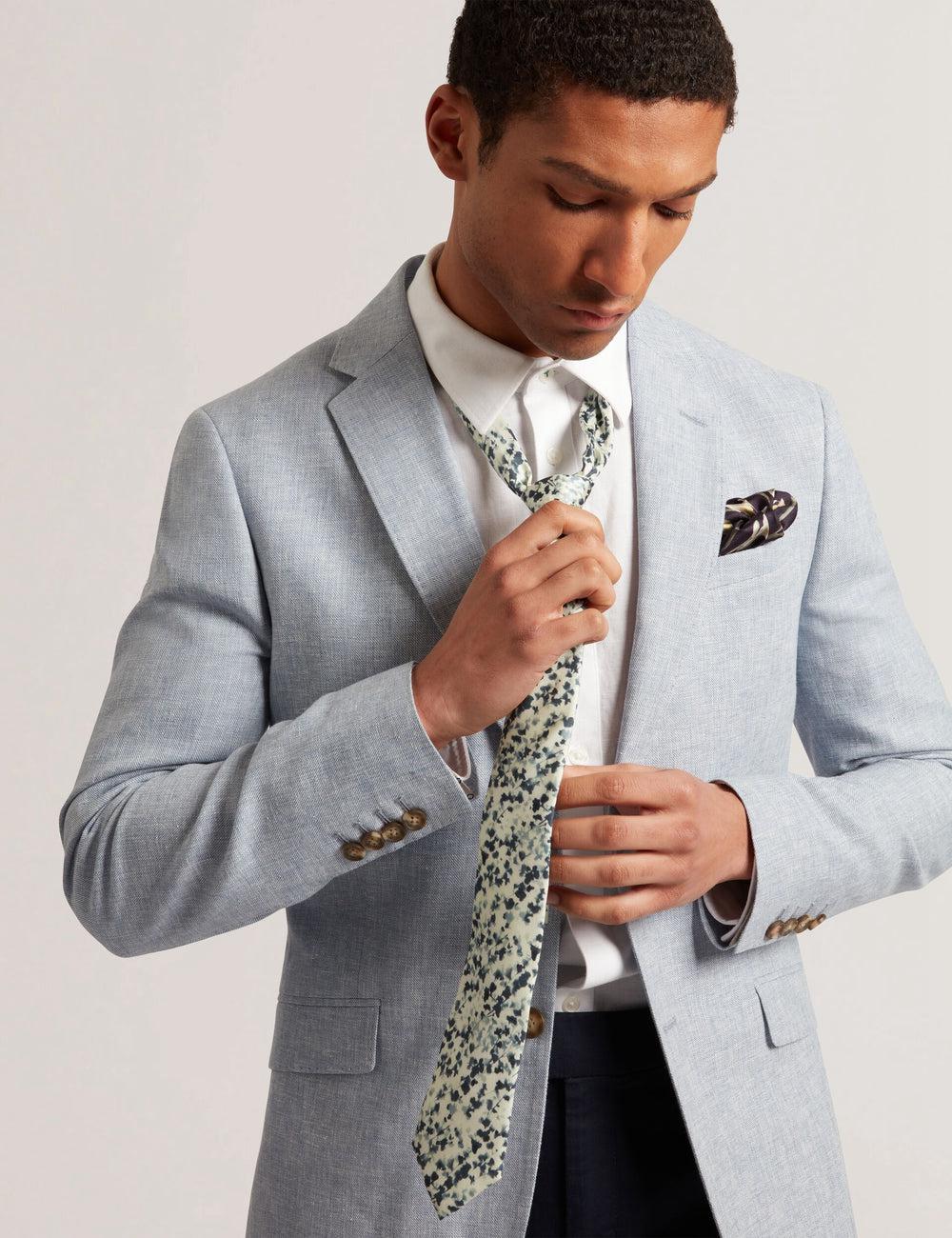 Men Ted Baker ELMSTED - Blurred Floral Print Silk Ties Navy | Egypt  FRVLD-2719