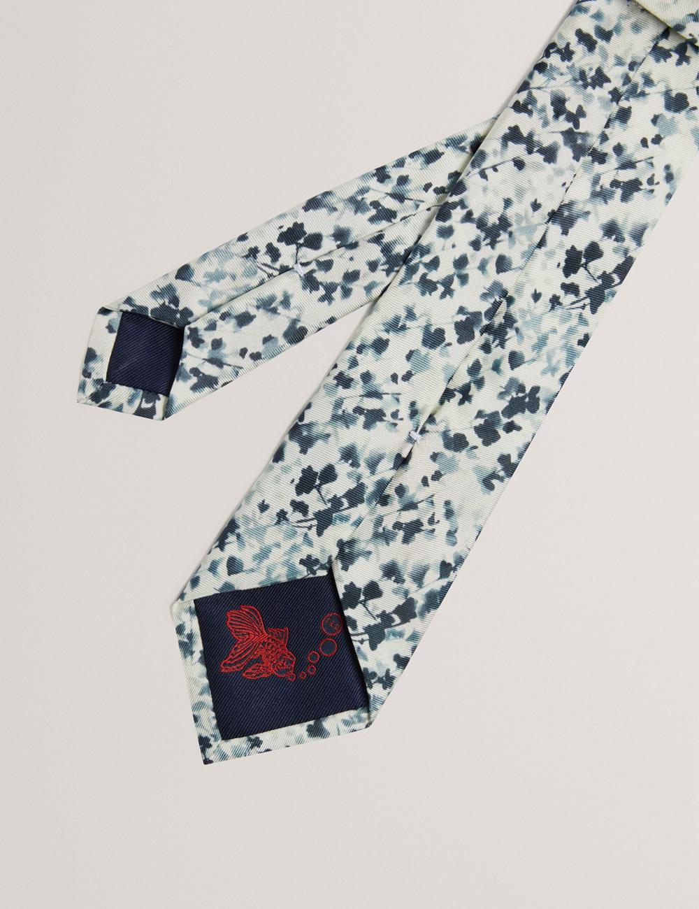 Men Ted Baker ELMSTED - Blurred Floral Print Silk Ties Navy | Egypt  FRVLD-2719
