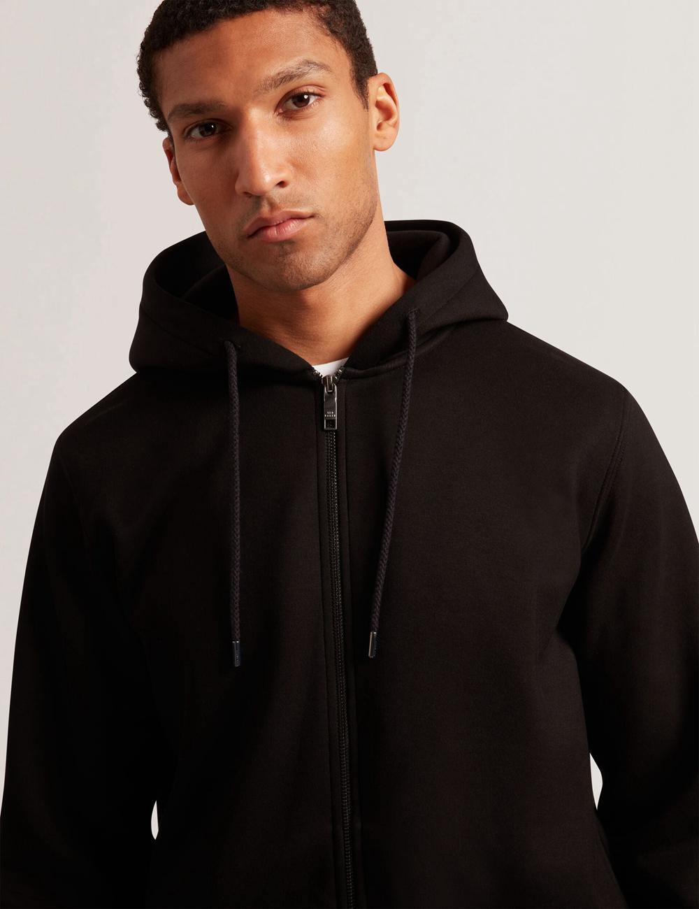 Men Ted Baker EPIO - Zip Through Neoprene Hoodies Black | Egypt  SZBRC-3857